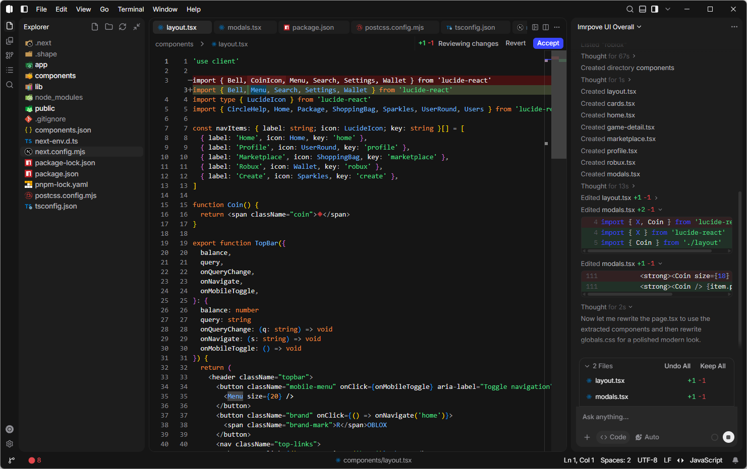 Shape IDE design and preview workspace